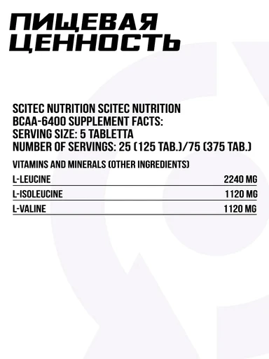 Scitec Nutrition  BCAA 6400 (125tbl) 