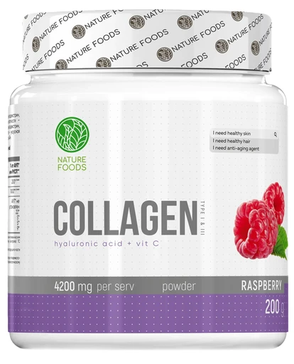 Nature Foods Collagen + Hyaluronic acid + Vit C 200 г - малина