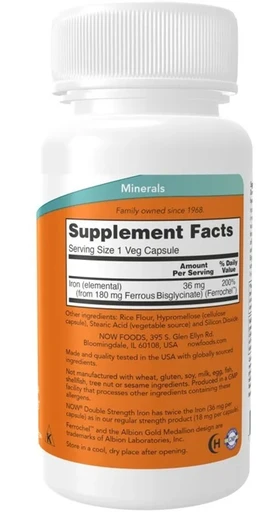 NOW IRON 36MG FERROCHEL(R) 90 капсул (дубль не используем) 